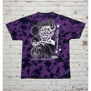 Vitriol “Chaos Mayhem Devil in the Details” Purple Black Tie Dye Graphic T Sz Lg